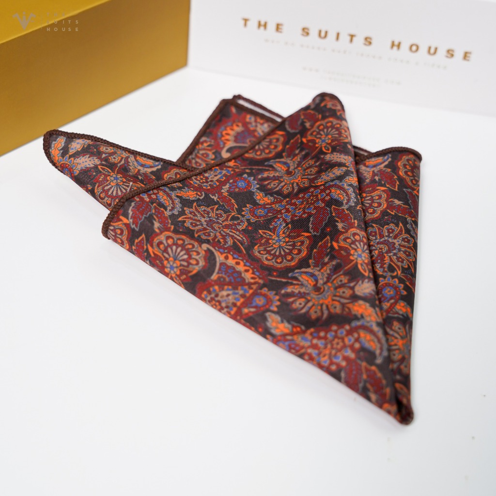 Khăn túi NÂU HỌA TIẾT HOA LÁ THE SUITS HOUSE - PHỤ KIỆN SUIT CAO CẤP