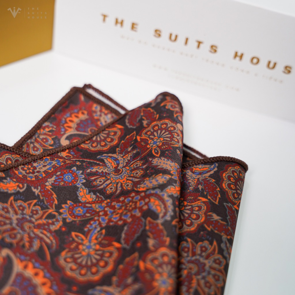 Khăn túi NÂU HỌA TIẾT HOA LÁ THE SUITS HOUSE - PHỤ KIỆN SUIT CAO CẤP