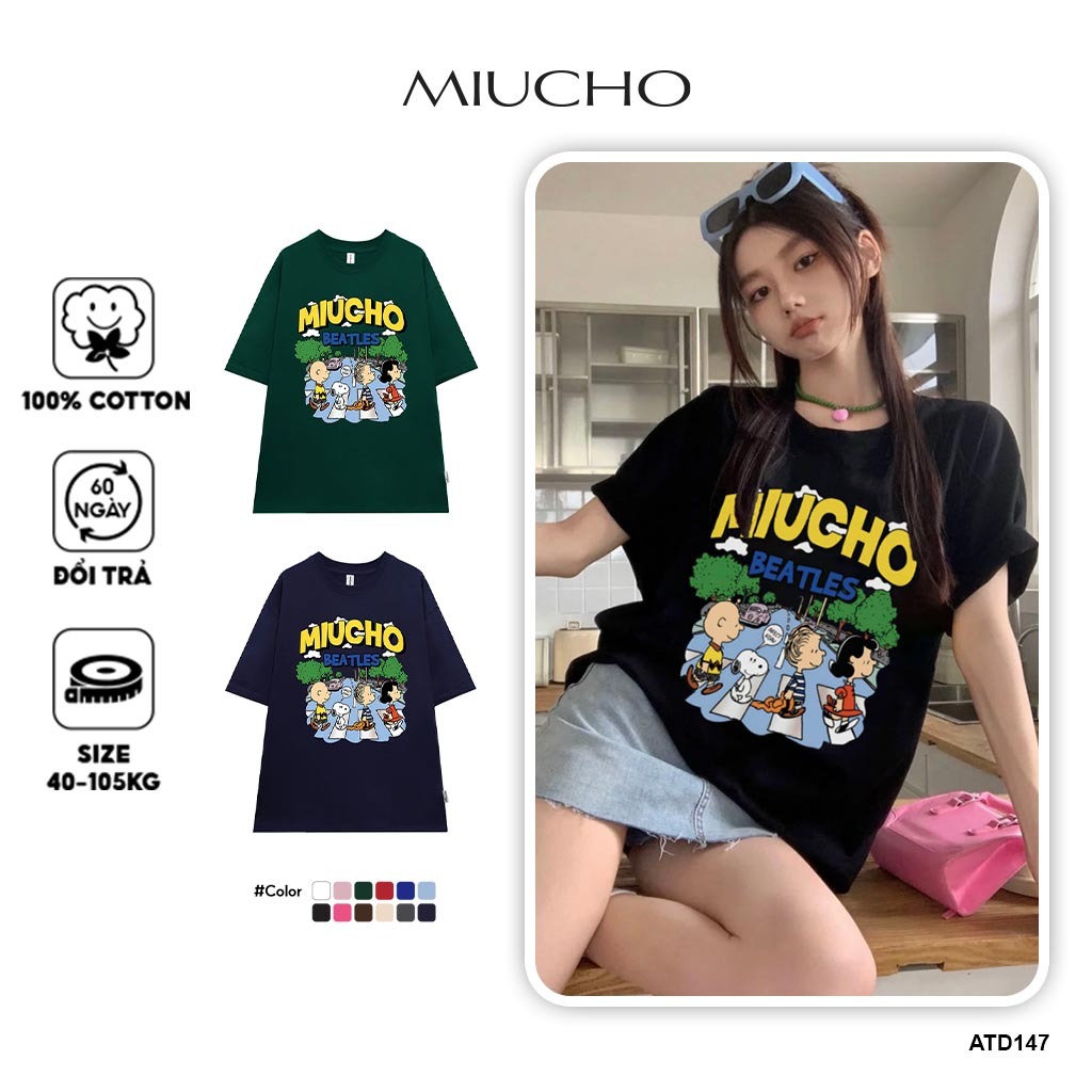 Áo thun nữ form rộng ATD147 Miucho chất vải cotton in Artwork