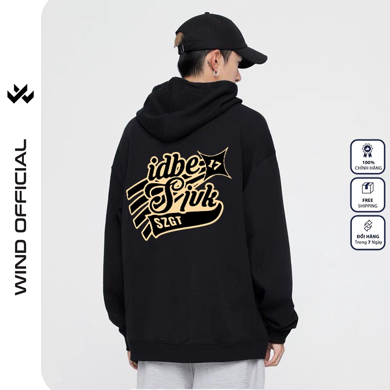 Áo Hoodie unisex form rộng WIND nỉ bông RETRO thời trang thu đông nam oversize