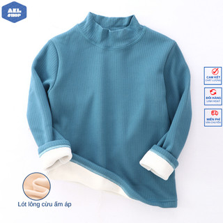 Áo len bé trai 18kg đến 45kg cao cổ lót lông cừu MamDadKids, áo nỉ cho bé trai