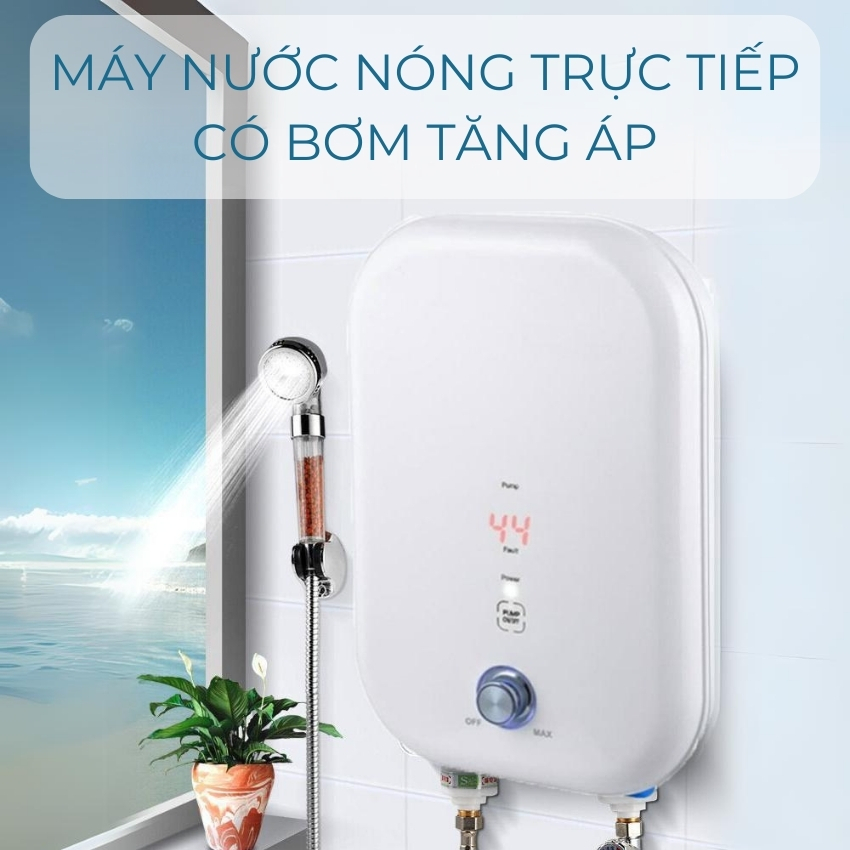 Máy nước nóng trực tiếp có bơm trợ lực, làm nóng nhanh chỉ sau 3s, công suất 5500W, tiết kiệm điện, an toàn tuyệt đối