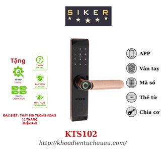 Khoá cửa vân tay điện tử thông minh cho cửa nhôm cao cấp có app tiếng việt- SIKER 102 - bảo hành 2 năm-  hỗ trợ lắp đ