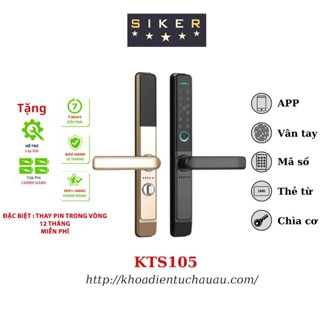 Khoá cửa vân tay điện tử thông minh cho cửa nhôm dùng app - 5 chức năng - Siker 105 - bảo hành 2 năm - hỗ trợ lắp đặt