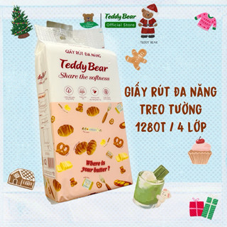 Thùng 6 bịch Giấy rút đa năng treo tường TEDDY BEAR 4 Lớp chất lụa giấy trắng mềm 1280T
