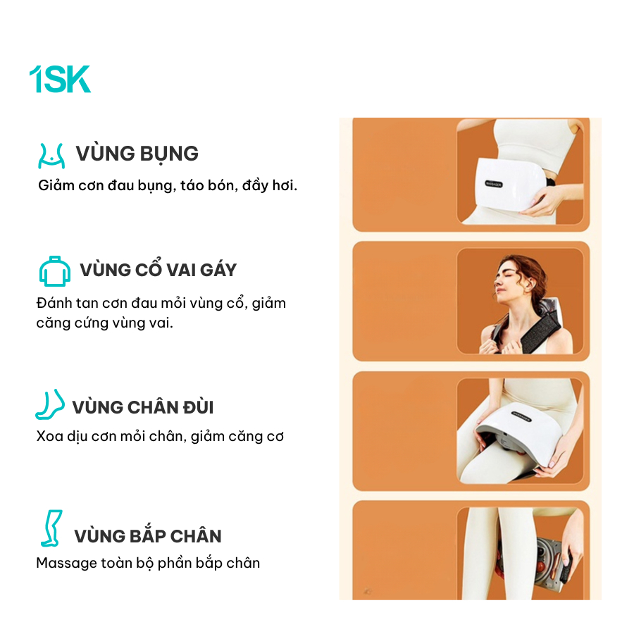 Đai massage bụng đa năng 1SK MB - 22 hỗ trợ lưu thông khí huyết, giảm tích mỡ vùng bụng