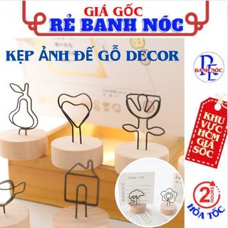 Kẹp gỗ , kẹp ảnh đế gỗ tròn - kẹp gắn ảnh , giấy ghi chú, trang trí deco để bàn - giá đỡ đế gỗ kẹp hành ảnh , danh thiếp