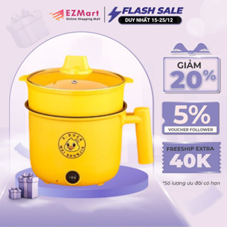 Nồi điện mini VỊT VÀNG 2 tầng đa năng nấu cơm lẩu cháo chiên xào dung tích 1,8L - Nồi lẩu mini, Ca nấu mì mẫu mới