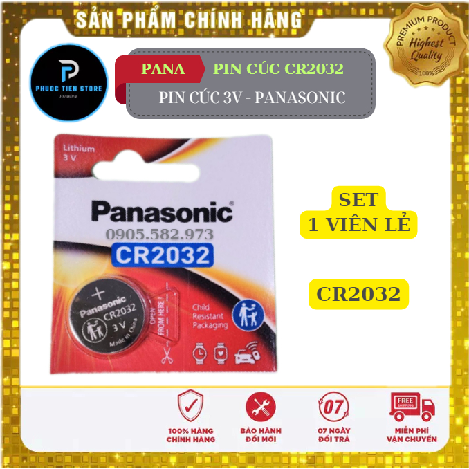 Pin cúc áo CMOS CR2032 Lithium 3V (PANASONIC) |Chính hãng|