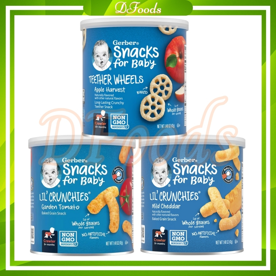 Bánh Gerber lùn Lil' Crunchies phô mai dạng que, đồ ăn dặm Gerber cho bé