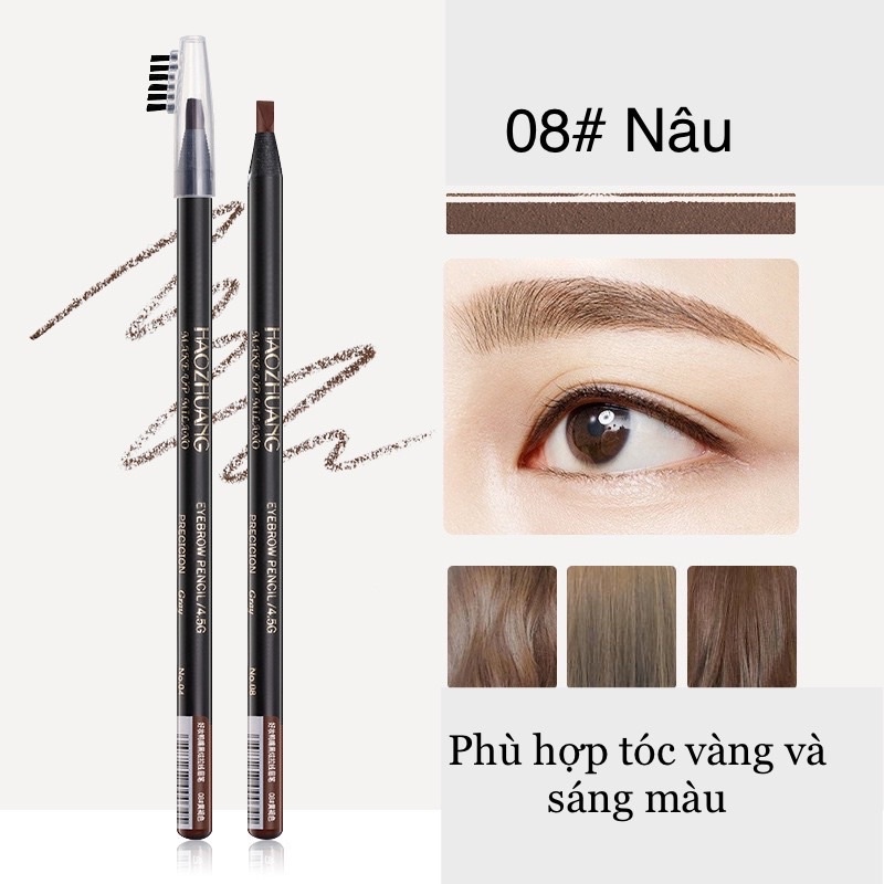 Chì Kẻ Mày HAOZHUANG Kẻ Mày Tự Nhiên, Phẩy Sợi Sắc Nét, Lâu Trôi