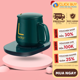 Cốc Hâm Nóng đồ uống kèm đế điện, Bộ Cốc sứ kèm đế điện hâm nóng trà, cafe, hâm sữa + Tặng kèm thìa vàng, hộp sang trọng