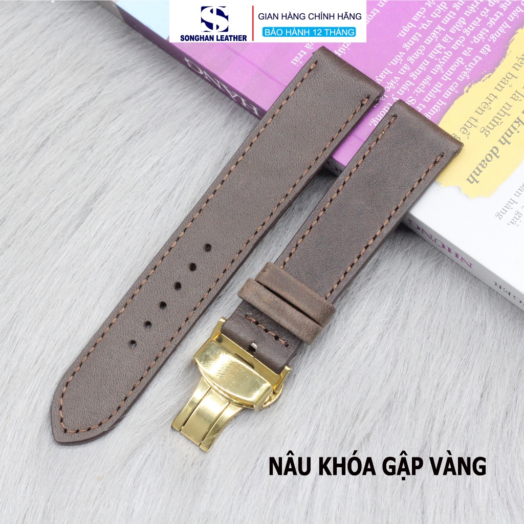 Dây Da Bò Sáp, Dây Đồng Hồ Da WY Songhan Leather Cho Nam Nữ Nhiều Size Kèm Khoá Gập+Chốt Thông Minh