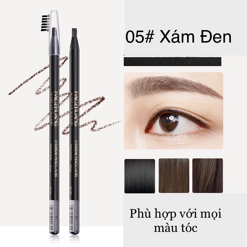 Chì Kẻ Mày HAOZHUANG Kẻ Mày Tự Nhiên, Phẩy Sợi Sắc Nét, Lâu Trôi