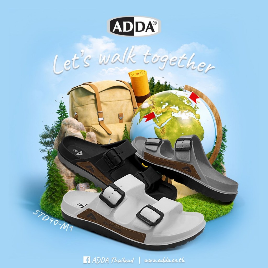 Dép Thái Lan Nam ADDA 2 Quai Ngang LITE 2 DENSITY Nhập Khẩu Chính Hãng