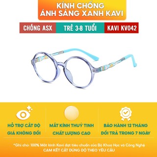 Kính chống cận cho trẻ từ 3 - 6 tuổi KAVI KV042 Màu Xanh (Tròng kính chống ánh sáng xanh bảo vệ mắt có thể cắt cận)