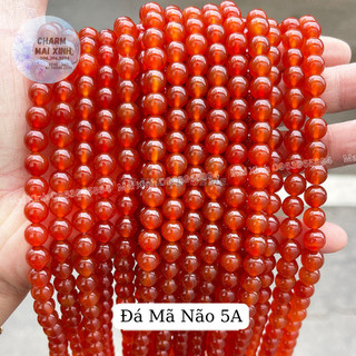Chuỗi Hạt Đá Mã Não Màu Đỏ Trong Và Đỏ Sẫm, Đỏ Cam San Hô - Hạt Xâu, Mix Vòng Nam Nữ - Phụ KIện Trang Sức Phong Thủy