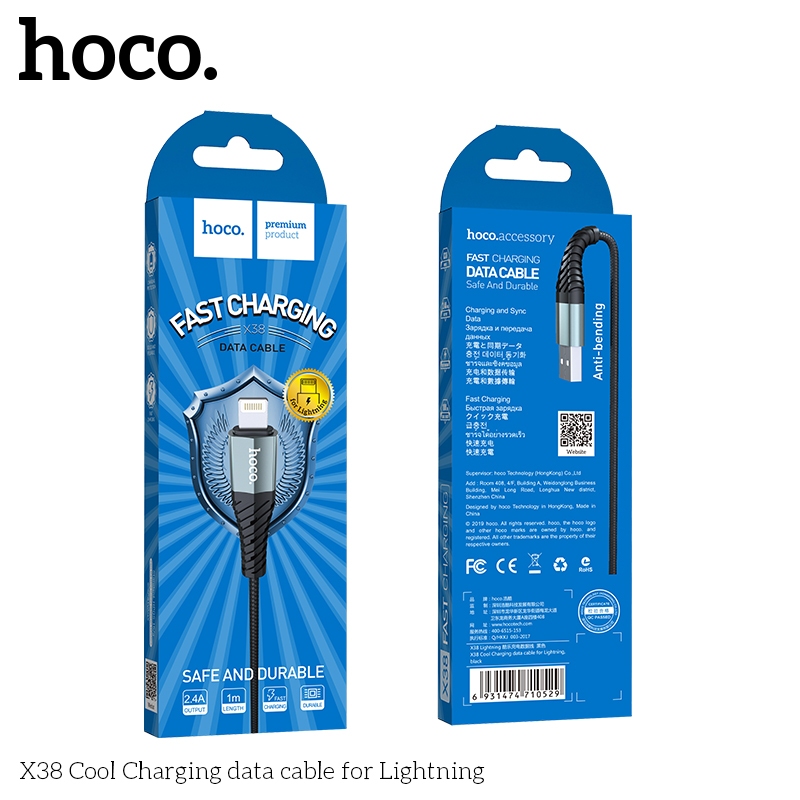 Cáp sạc nhanh và truyền dữ liệu HOCO X38 chân LN dây dài 1m chính hãng