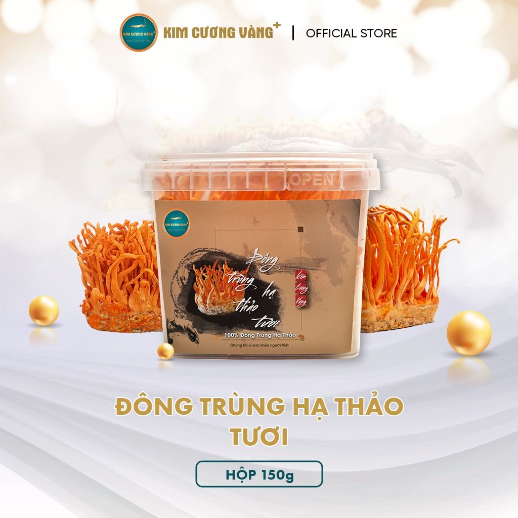 Đông Trùng Hạ Thảo Tươi Giải Độc Gan Tăng Đề Kháng Kim Cương Vàng  Hộp 10 gram