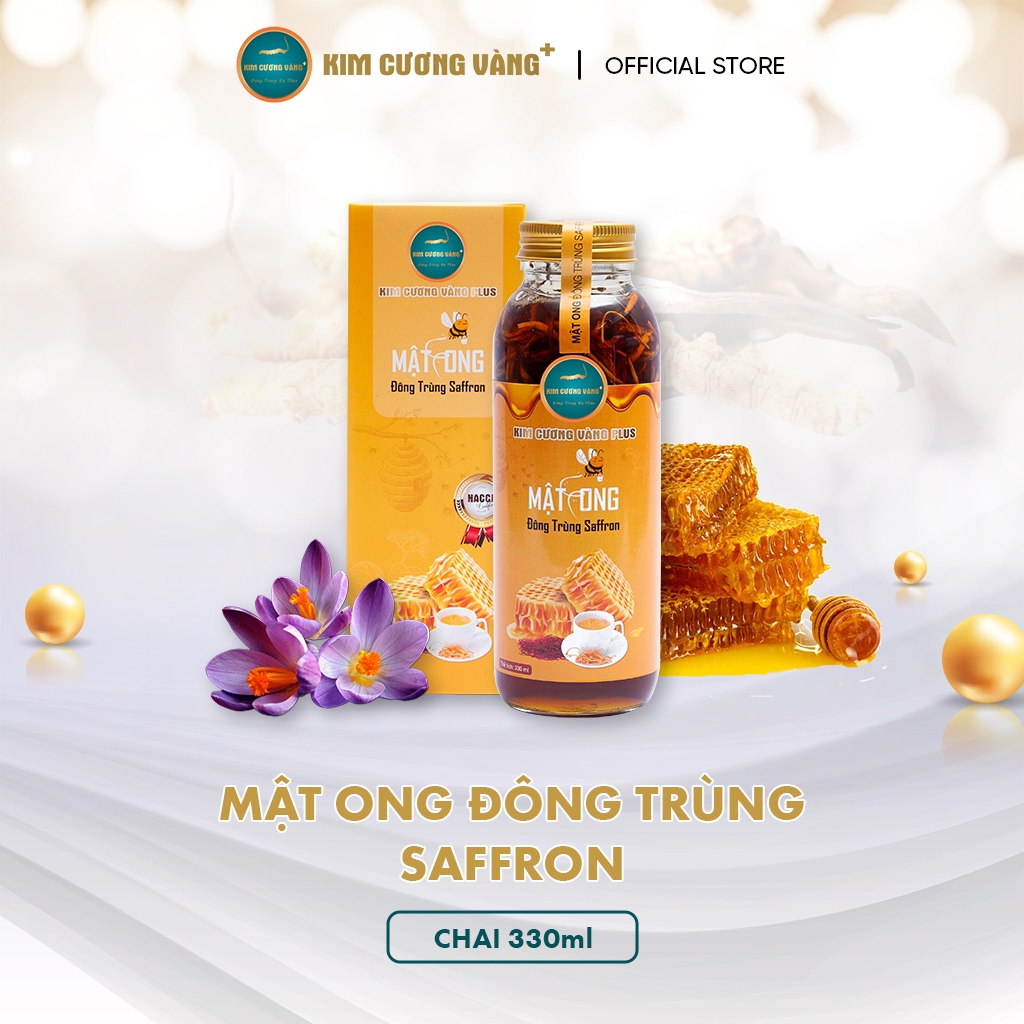 Mật Ong Đông Trùng Hạ Thảo Saffron Giảm Cân Kim Cương Vàng 330ml