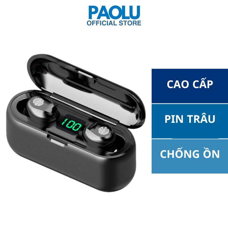 Tai Nghe Không Dây Bluetooth Amoi F9 PAOLU Nút Cảm Ứng Kiêm Pin Sạc Dự Phòng Chống Nước IPX5, Chống Ồn Bản Quốc Tế