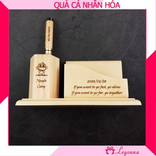 Quà Tặng Người Yêu, Quà Sinh Nhật, Kỷ Nệm Cho Bạn Trai, Bạn Gái  Combo Bút Gỗ Nắp Đậy + Đồ Cắm Bút Khắc Chữ CBB02