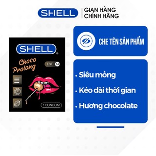 Bao cao su Shell Choco Prolong kéo dài thời gian, có hương thơm - Hộp 1 cái | SHELL CHÍNH HÃNG