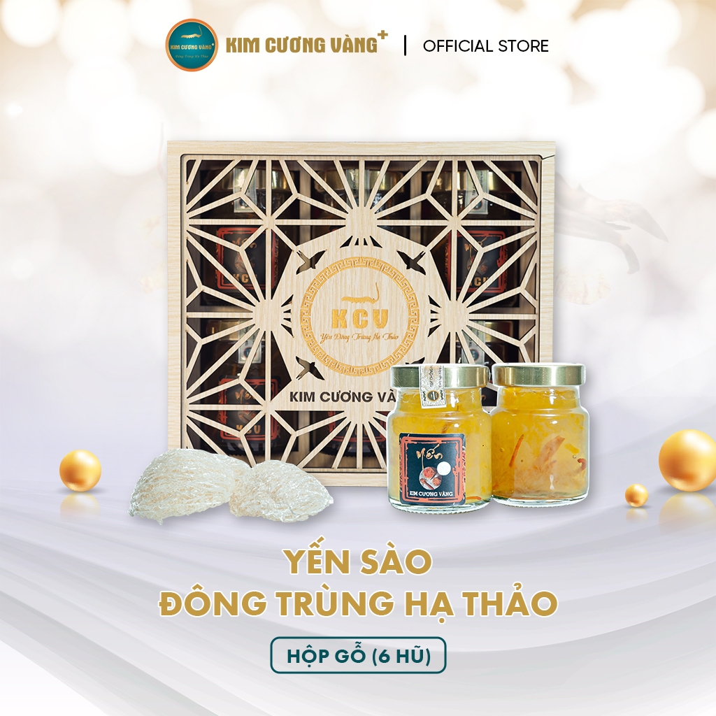 Yến Đông Trùng Hạ Thảo Dưỡng Da Chống Lão Hóa Kim Cương Vàng hộp 6 lọ 70ml