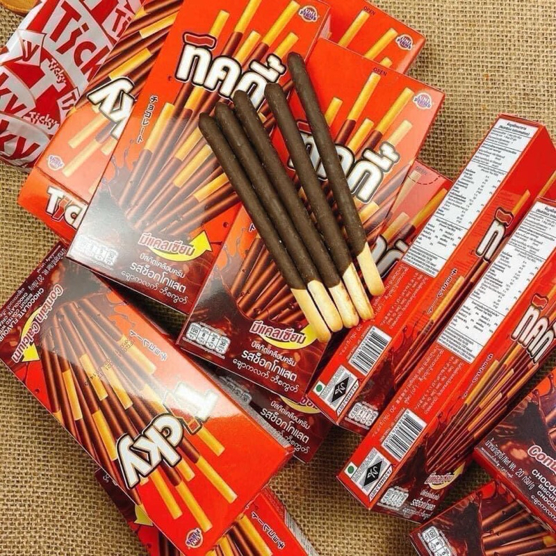 Bánh Que Ticky Socola Sữa Thái Lan, Bánh Quy Que Phủ Kem