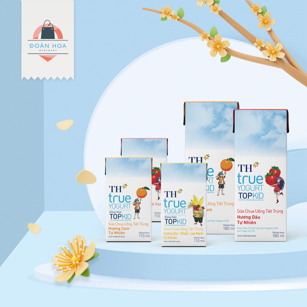 Thùng sữa TH truemilk Topkid 110ml.Đủ Vị Dâu,Cam, Chuối Lúa Mạch.