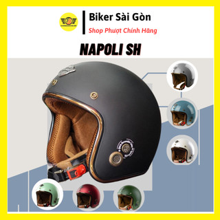 Mũ Bảo Hiểm 3/4 Napoli Cao Cấp BH 12 Tháng Chính Hãng (Tặng Kèm Túi Vải) - Biker Sài Gòn