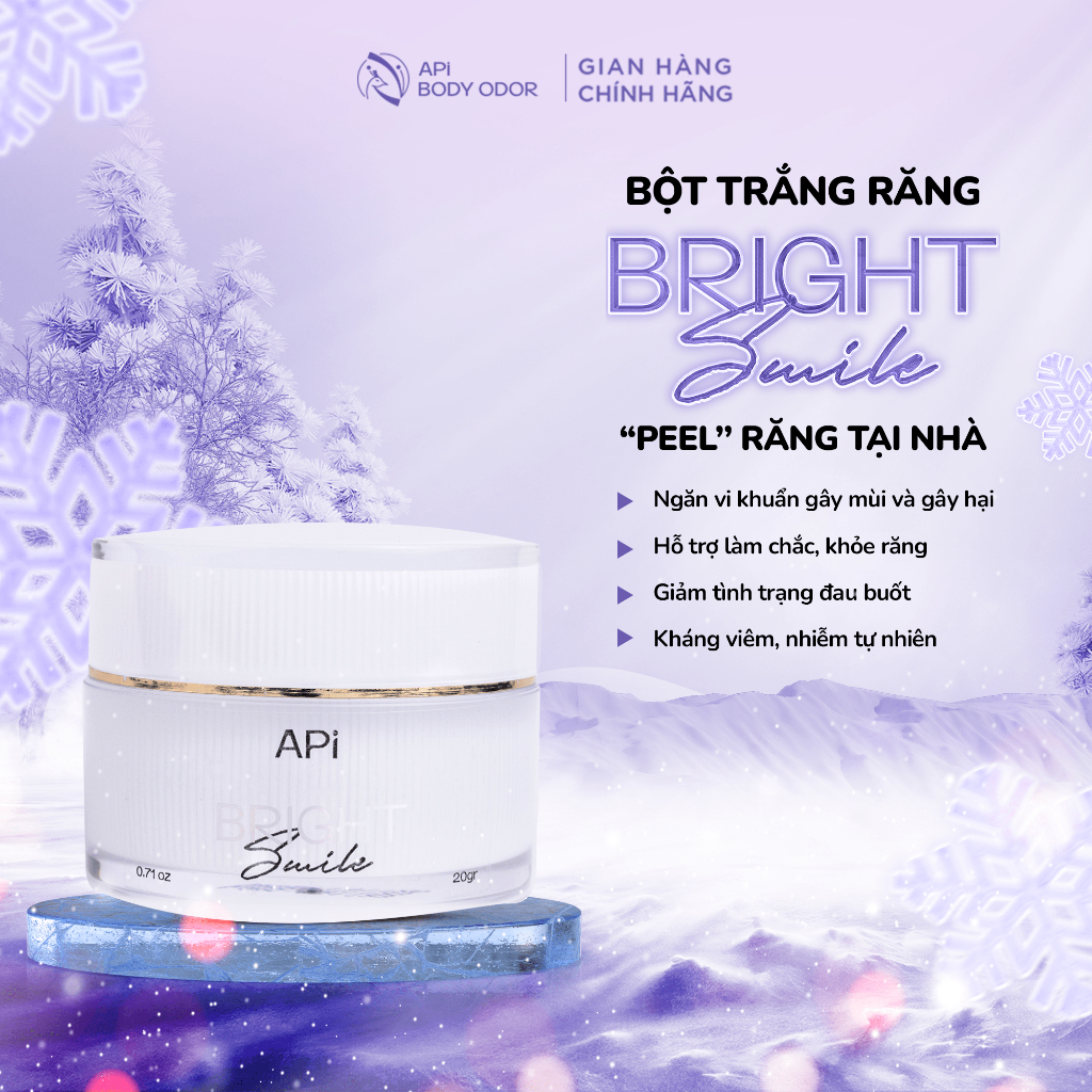 Bột trắng răng hạt cau, Bột làm trắng răng APi, trắng răng ngay tại nhà- Làm sạch khoang miệng, mảng bám 20g