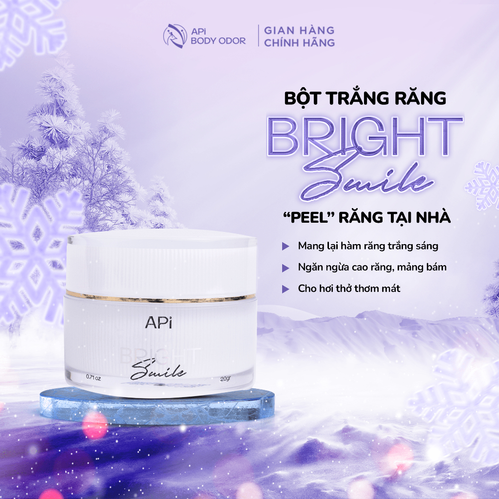 Bột trắng răng hạt cau, Bột làm trắng răng APi, trắng răng ngay tại nhà- Làm sạch khoang miệng, mảng bám 20g