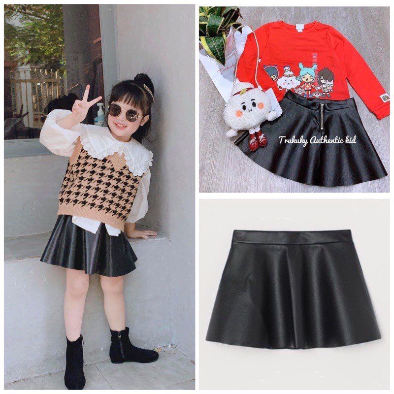 Chân váy đen da PU 1070703001 HM H&M_authentic