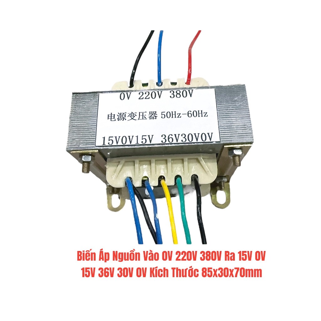 Biến Áp Nguồn Vào 0V 220V 380V Ra 15V 0V 15V 36V 30V 0V Kích Thước 85x30x70mm