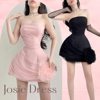 Josie - Đầm cúp ngực phối lưới siêu nữ tính, form chữ A tôn dáng, cotton chéo đứng form