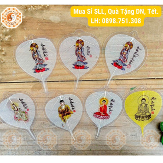 Lá Bồ Đề Thư Pháp Hình Bồ Tát, Mật Tông (Cầu May Mắn, Bình An), Quà Tặng Bạn Bè Người Thân, Ốp ĐT - Hàng Loại 1