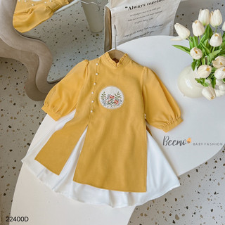[VOUCHER 50K] Áo dài xẻ tà thêu hoa cho bé gái