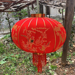 Lồng đèn trang trí Tết vải đỏ size 60cm/80cm