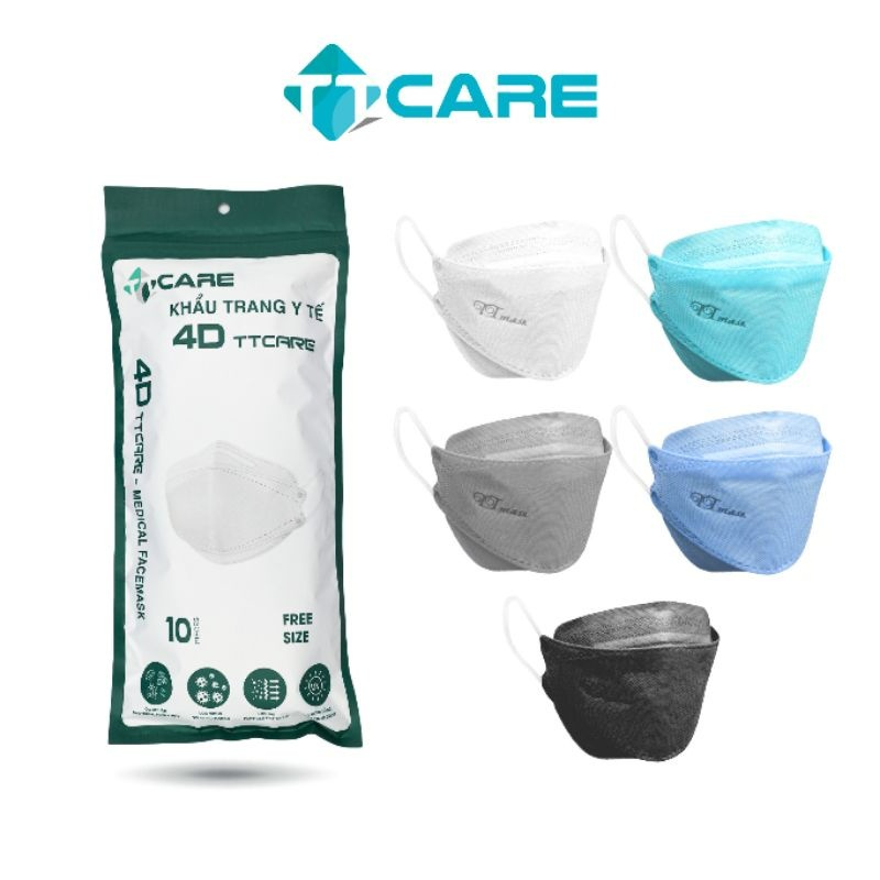 Khẩu Trang 4D Cao Cấp TT CARE Kháng Khuẩn Chống Tia UV Chống nước