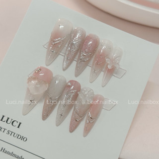 Nailbox thiết kế L033 ombre hồng nhũ cute phong cách y2k form tròn nhọn luci.nailbox