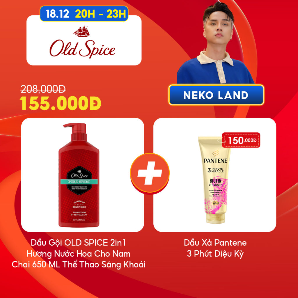 [Neko Land x Old Spice] Dầu Gội OLD SPICE 2in1 Hương Nước Hoa Cho Nam Hoang Dã Mạnh Mẽ Chai 650 ML