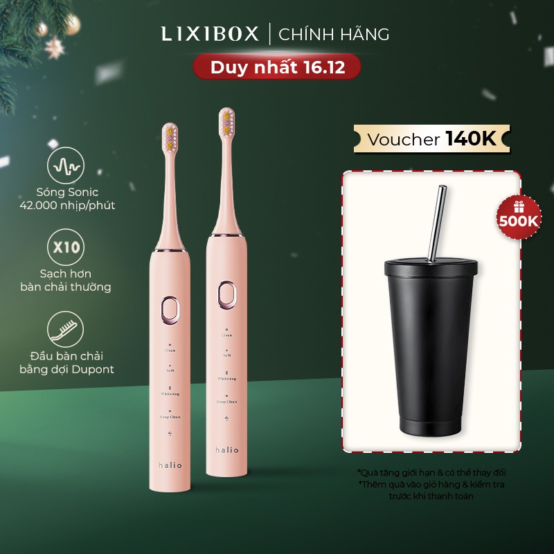 [Mã COSLIXI giảm 250k đơn 999k] Combo 2 Bàn chải điện Halio Sonic SmartClean Electronic Toothbrush