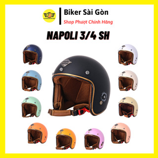 Mũ bảo hiểm 3/4 đầu Napoli SH cao cấp Freesize 55-58cm đủ màu - Bảo hành 12 tháng - Biker Sài Gòn
