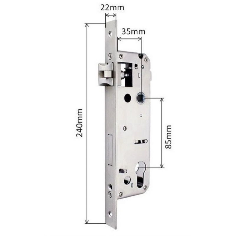 Ruột khóa 3585 Inox 304 (đơn điểm,đa điểm, móc lùa) chuyên lắp cho khóa vân tay cửa nhôm, sắt
