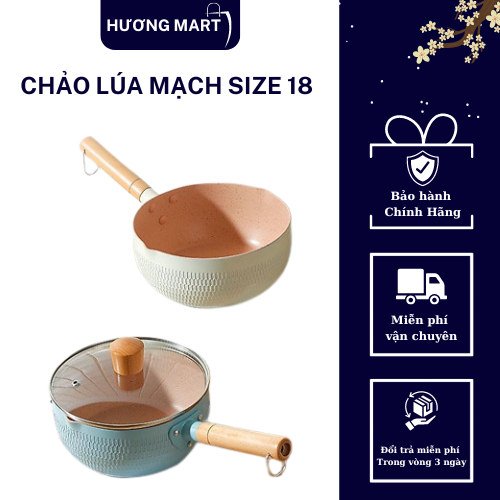 Chảo Sâu Lòng CERAMIC Lúa Mạch ( Size 18 cm) Không Kèm Nắp - Gia Dụng Hương Mart