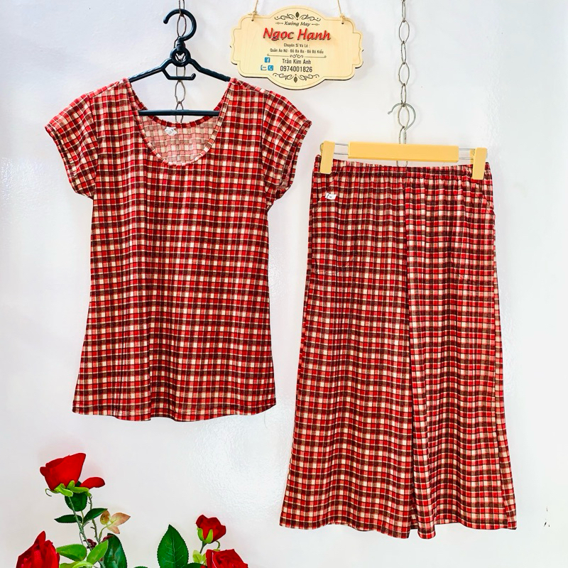 🍀Đồ bộ nữ quần ống suông lững (size: 45kg-68kg)