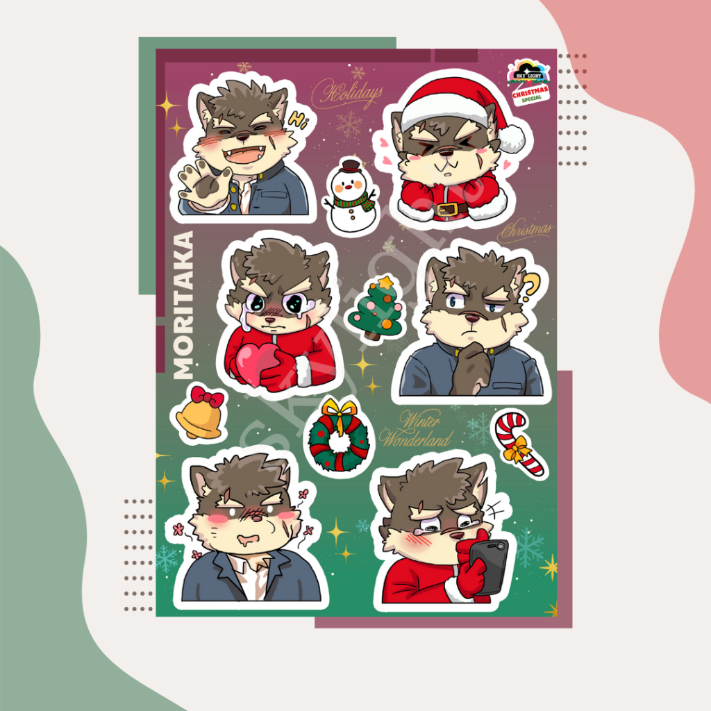 Sticker Furry MORITAKA - Christmas Special - A6 Decal chống nước 5