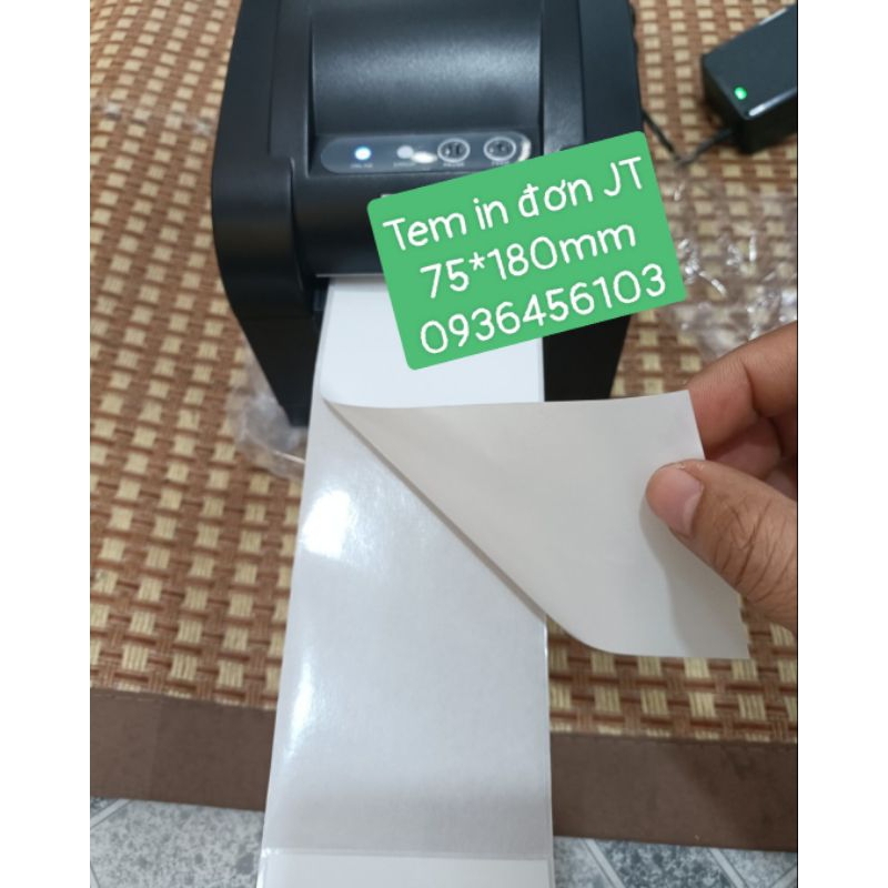 Giấy in đơn hàng JT Express, Giấy in nhiệt 75*180mm cuộn 30m