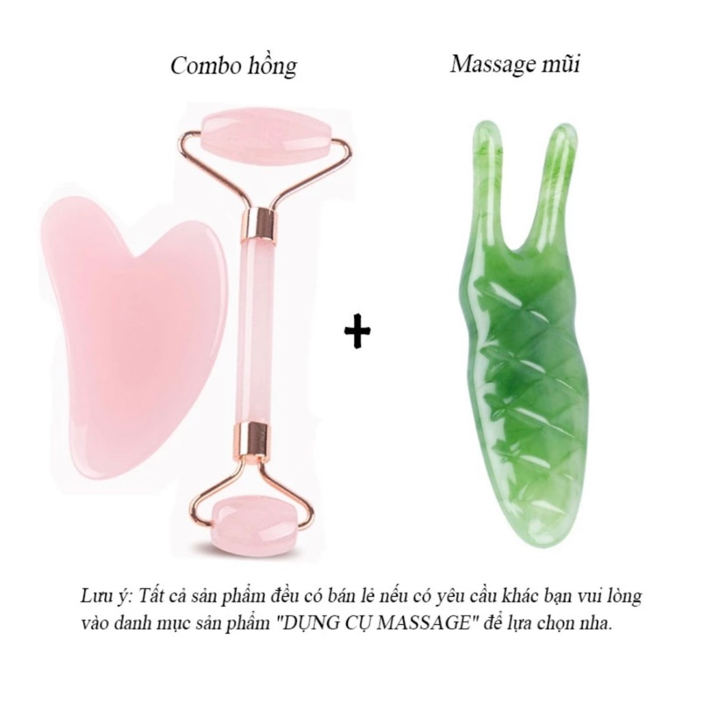 Combo Đá Guasha Massage Mặt + Cây Lăn Massage Mặt Giúp Trẻ Hóa Làn Da, Nâng Cơ Mặt Và Săn Chắc Da